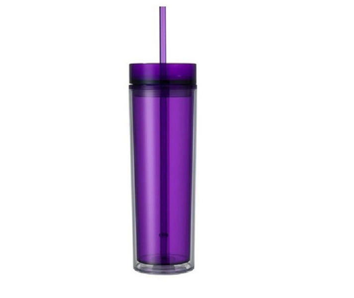 Double Wall Acrylic Tumbler w/ Lid & Straw 16 oz 3
