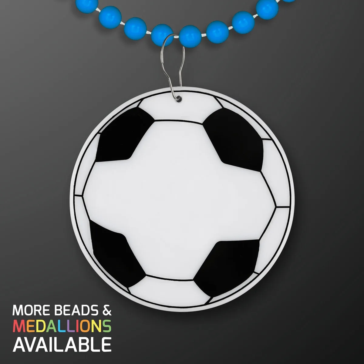 Soccer Ball Medallion with Beaded Necklace (Non Light Up) 15