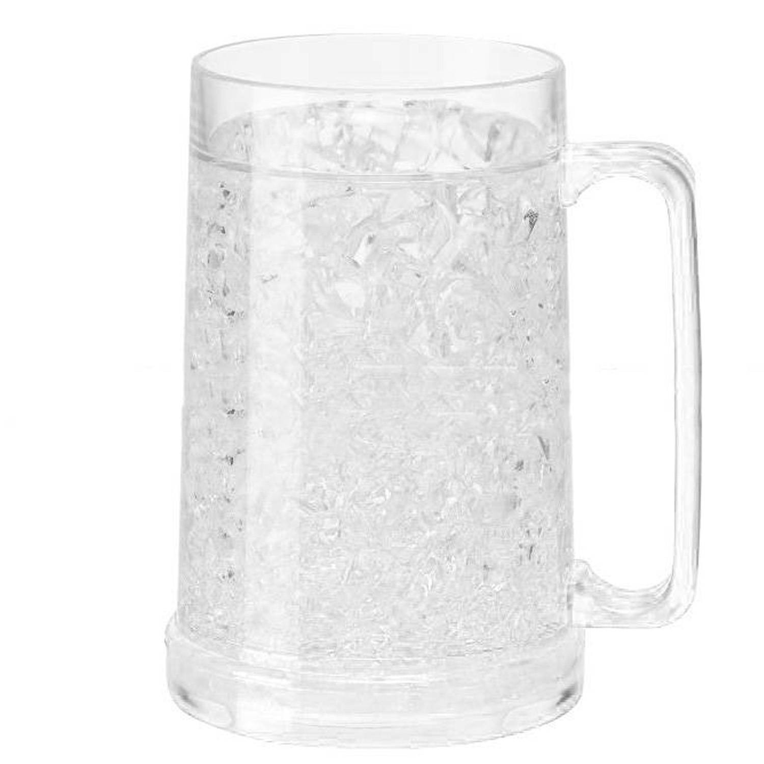 16 oz Plastic Double Wall Freezer Frosted Beer Mugs 16