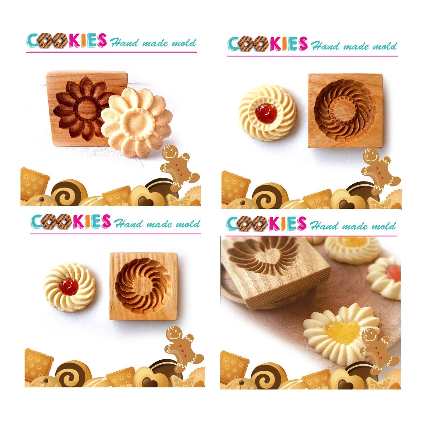 Customizable Wooden Cookie Biscuit Mold 4