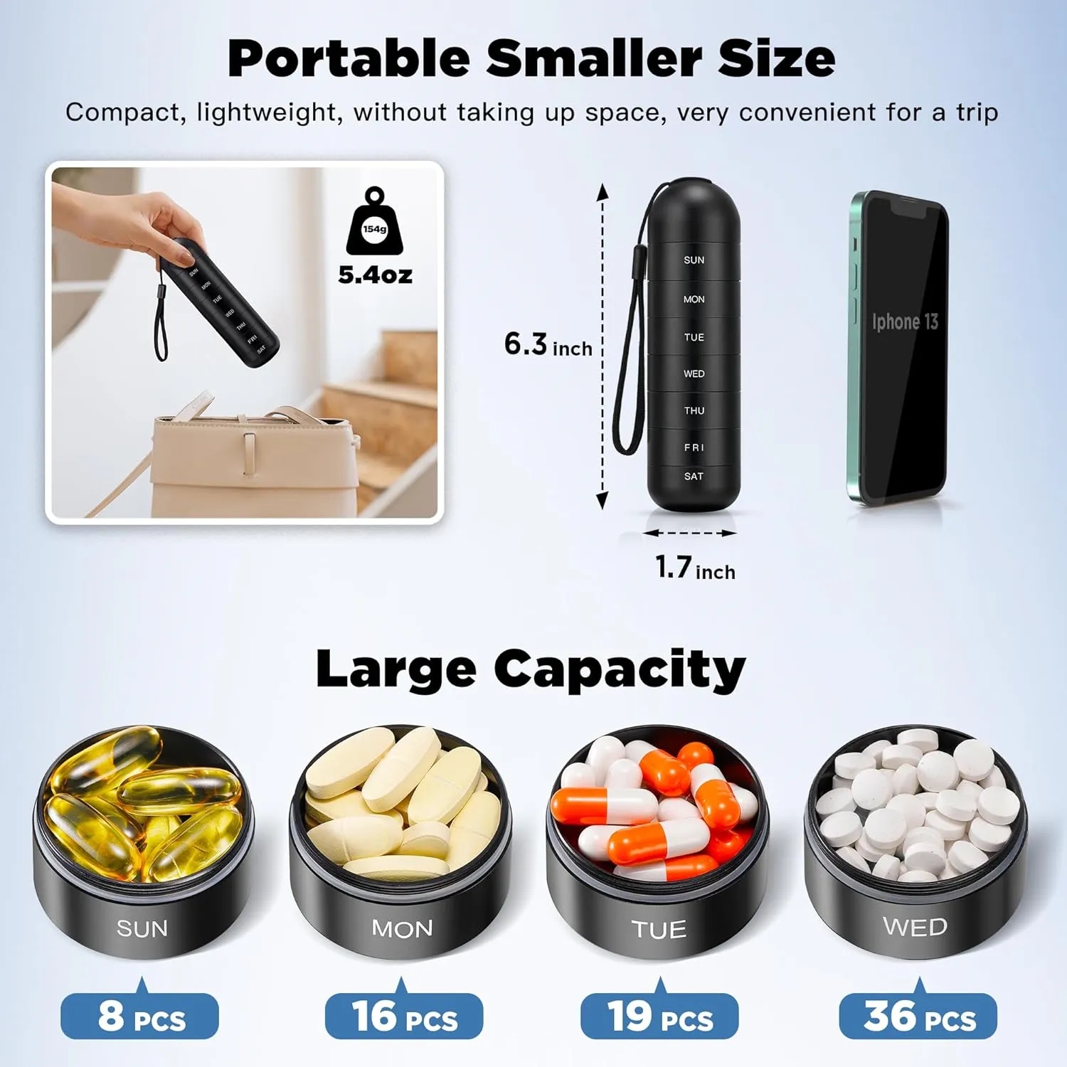 Waterproof Detachable Weekly Pill Organizer Box 6