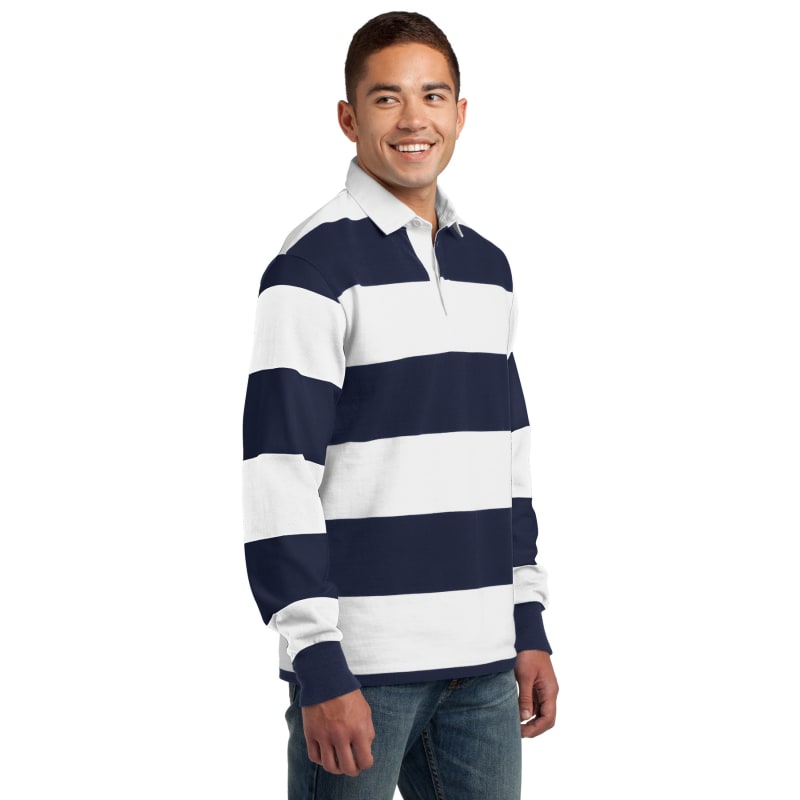 Sport-Tek Classic Long Sleeve Rugby Polo. 3