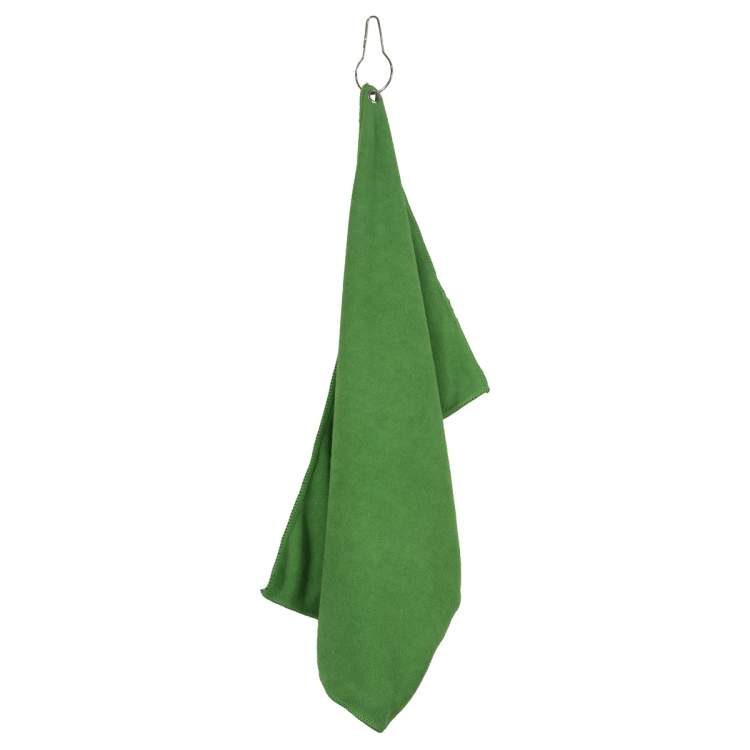 "THE IRON" Recycled RPET 300 GSM Heavy Duty Microfiber Golf Towel with Metal Grommet and Clip - 12" 15