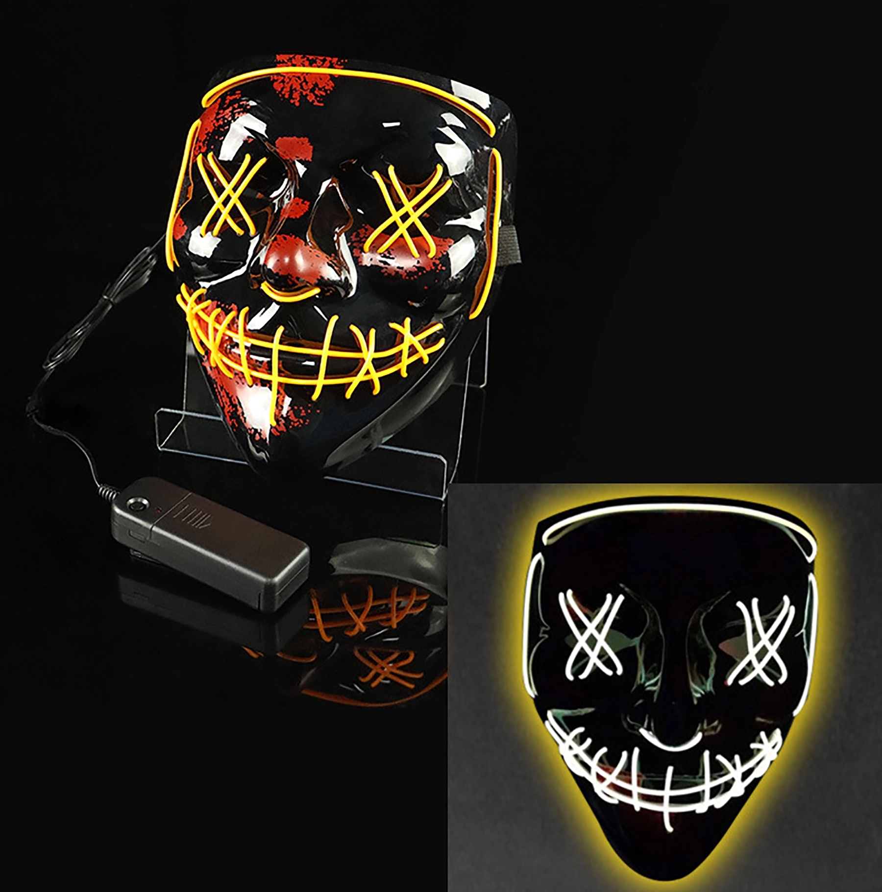 Scary LED Halloween Mask Cosplay Light Up for Men Women Kids 9