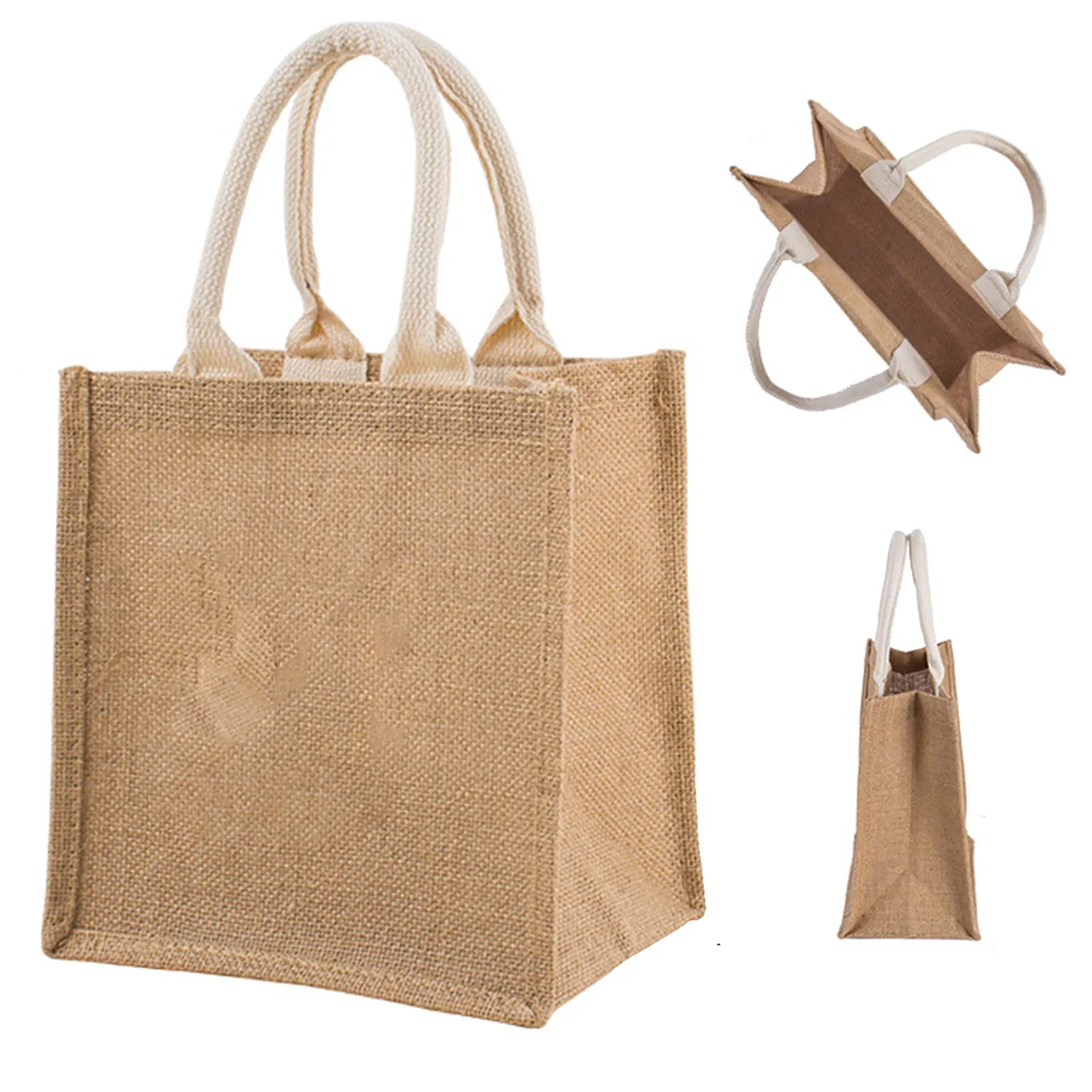 Customizable Blank Burlap Tote bag 4