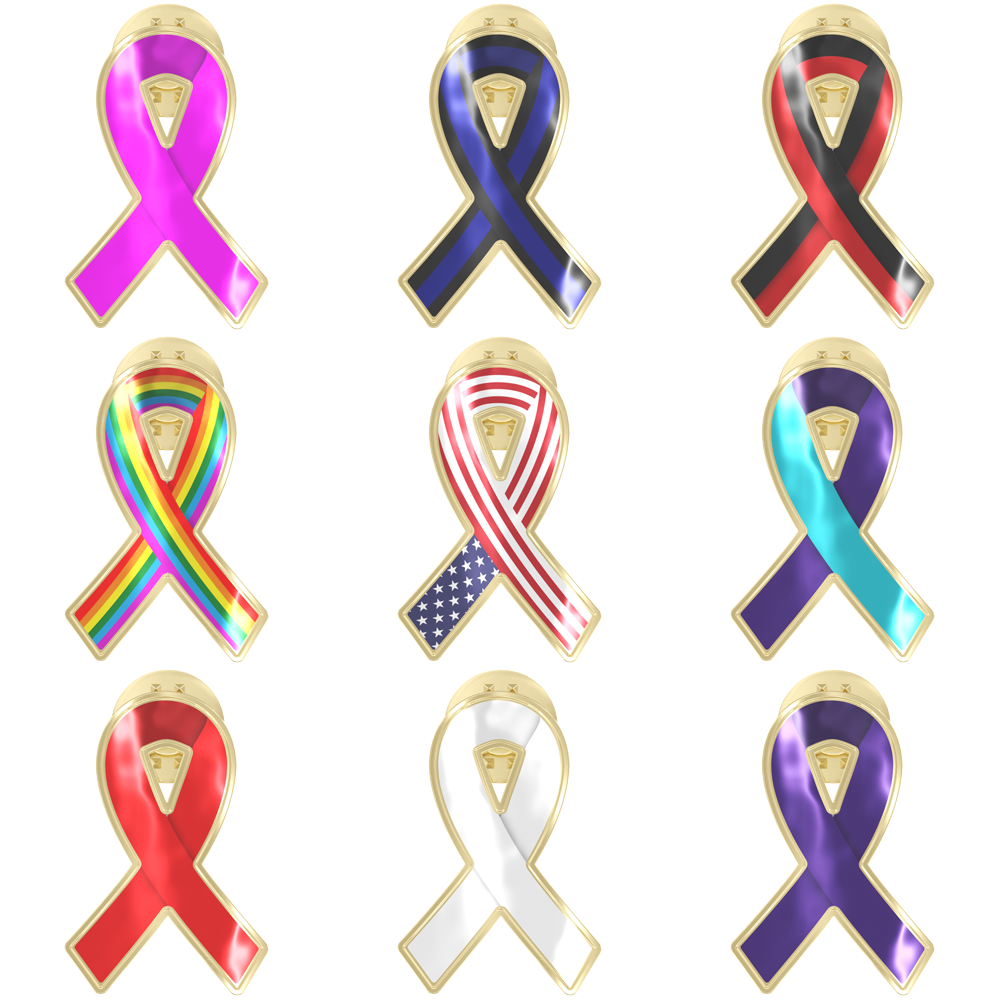 Texture Tone® Ribbon Awareness Shaped Lapel Pin 14