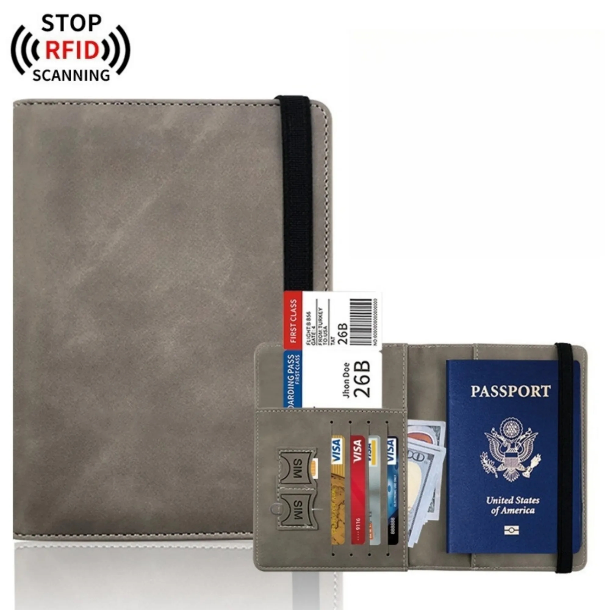 RFID-Blocking PU Leather Passport Holder 13