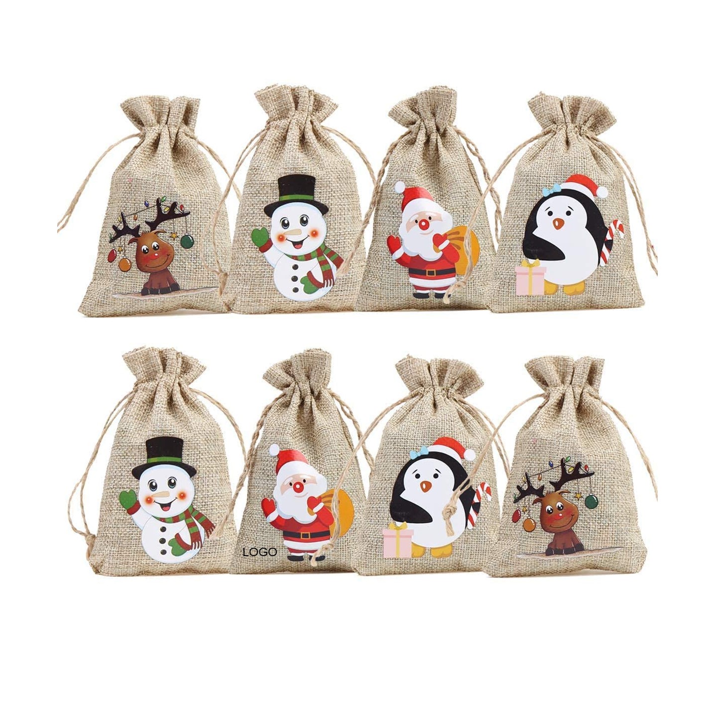 Christmas Jute Burlap Bags, custom tote bag with logo imprint 3