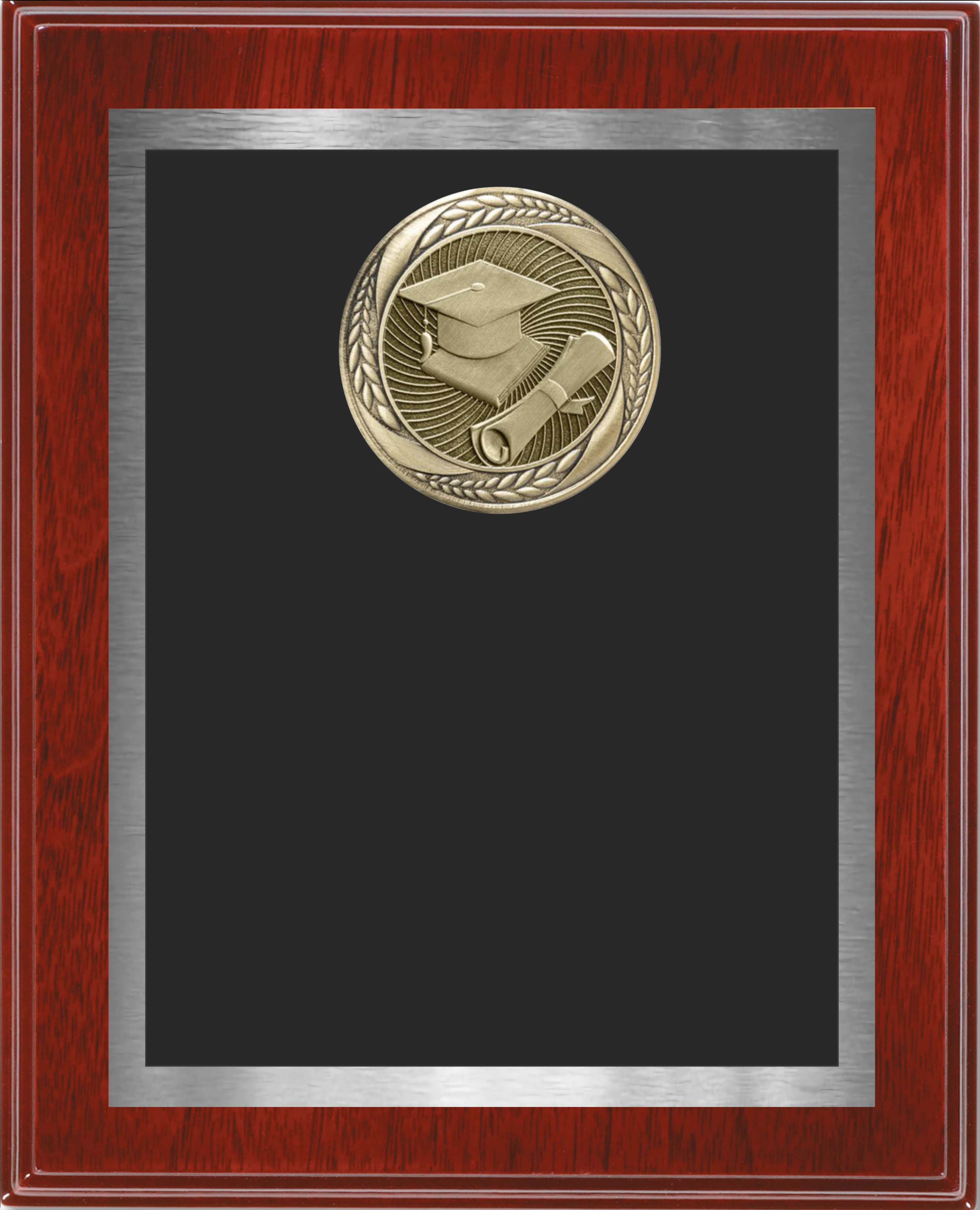 Mahogany Finish Plaque w/Medallion Over Double Plate 6