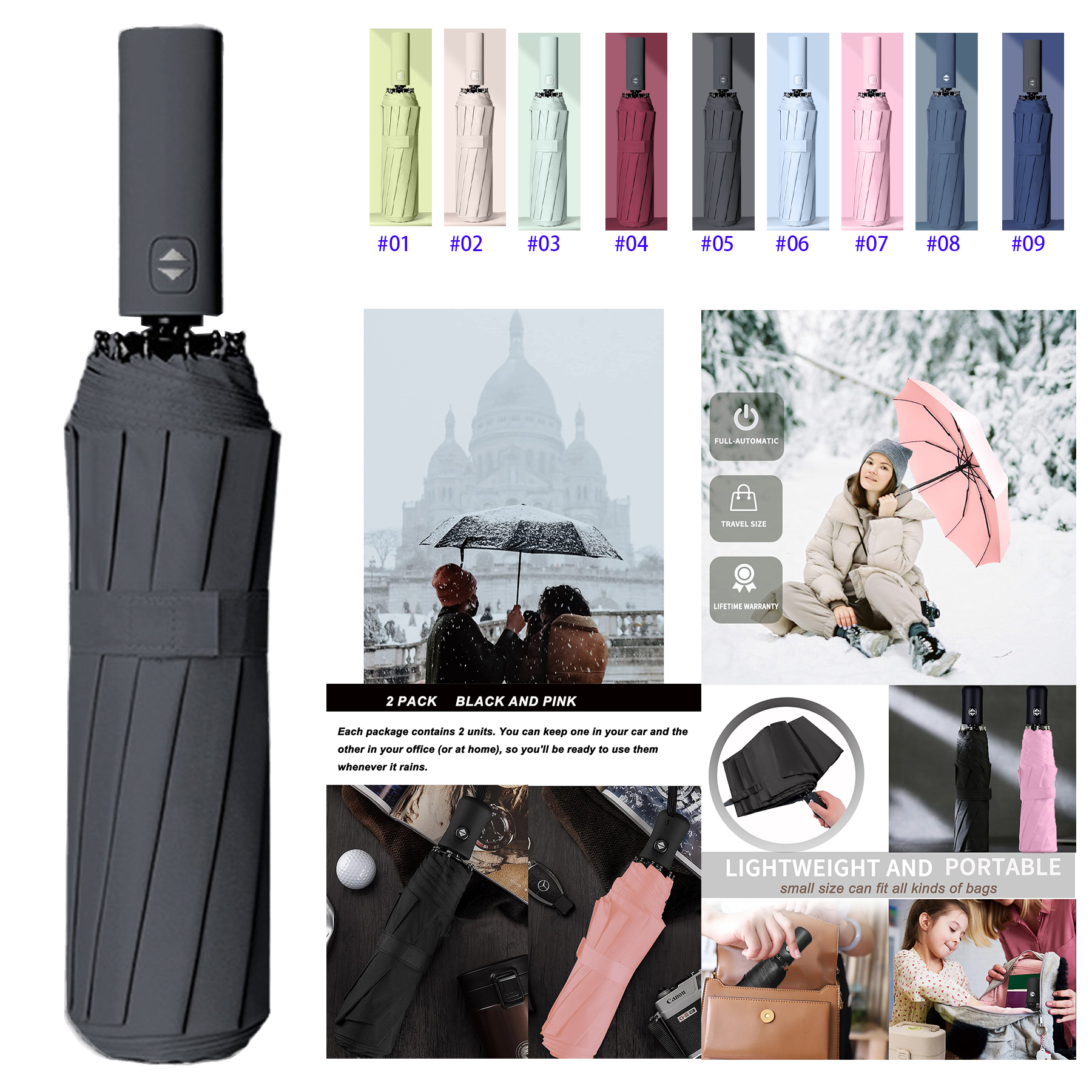 Auto Open & Close Small Travel Umbrella 2