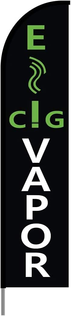 E-Cig Vapor E-Cigarettes Vape Feather Flag Swooper Banner Pole Kit Outdoor Business Sign Display, 15 1