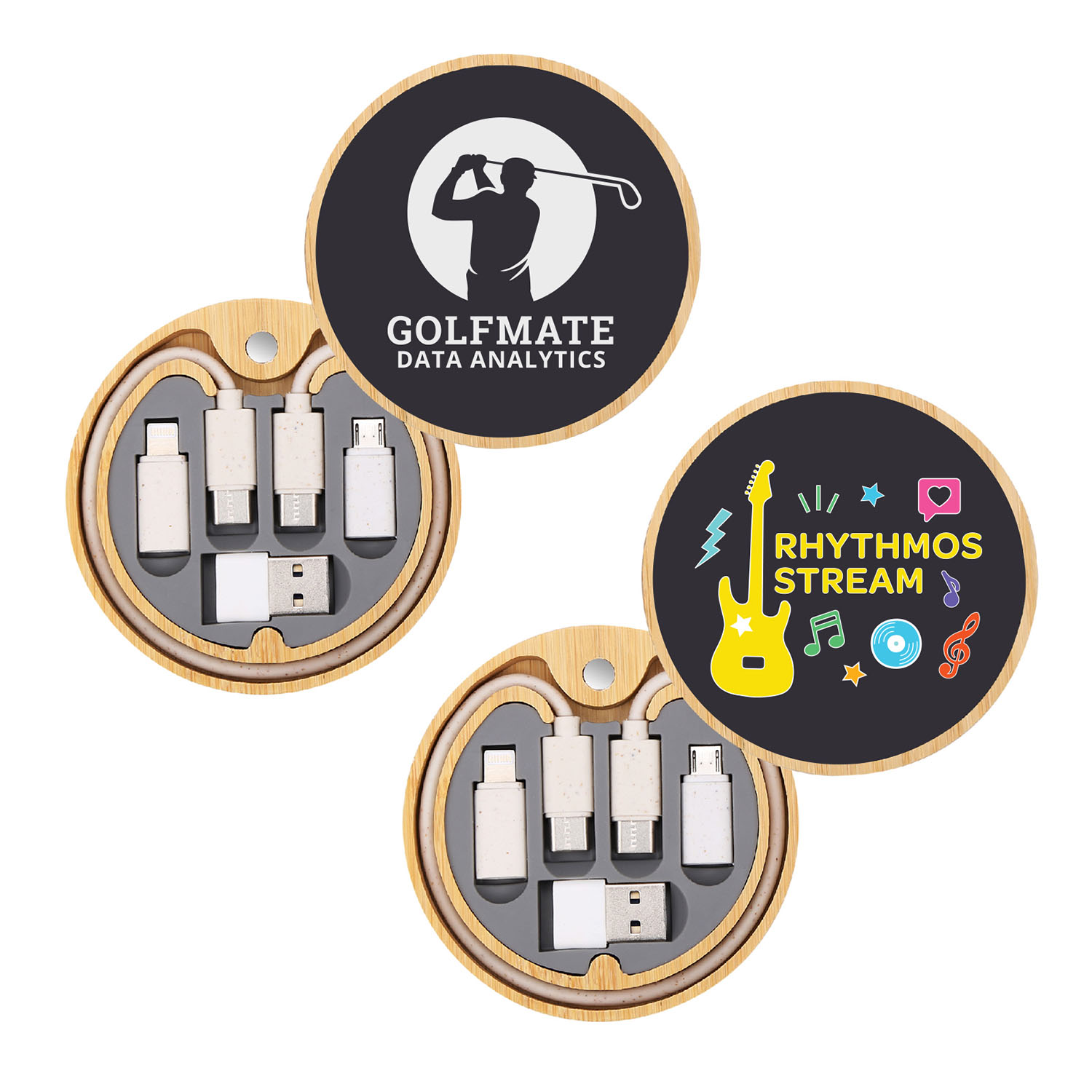 Light Up Round Wireless Charger and Cable Kit 2