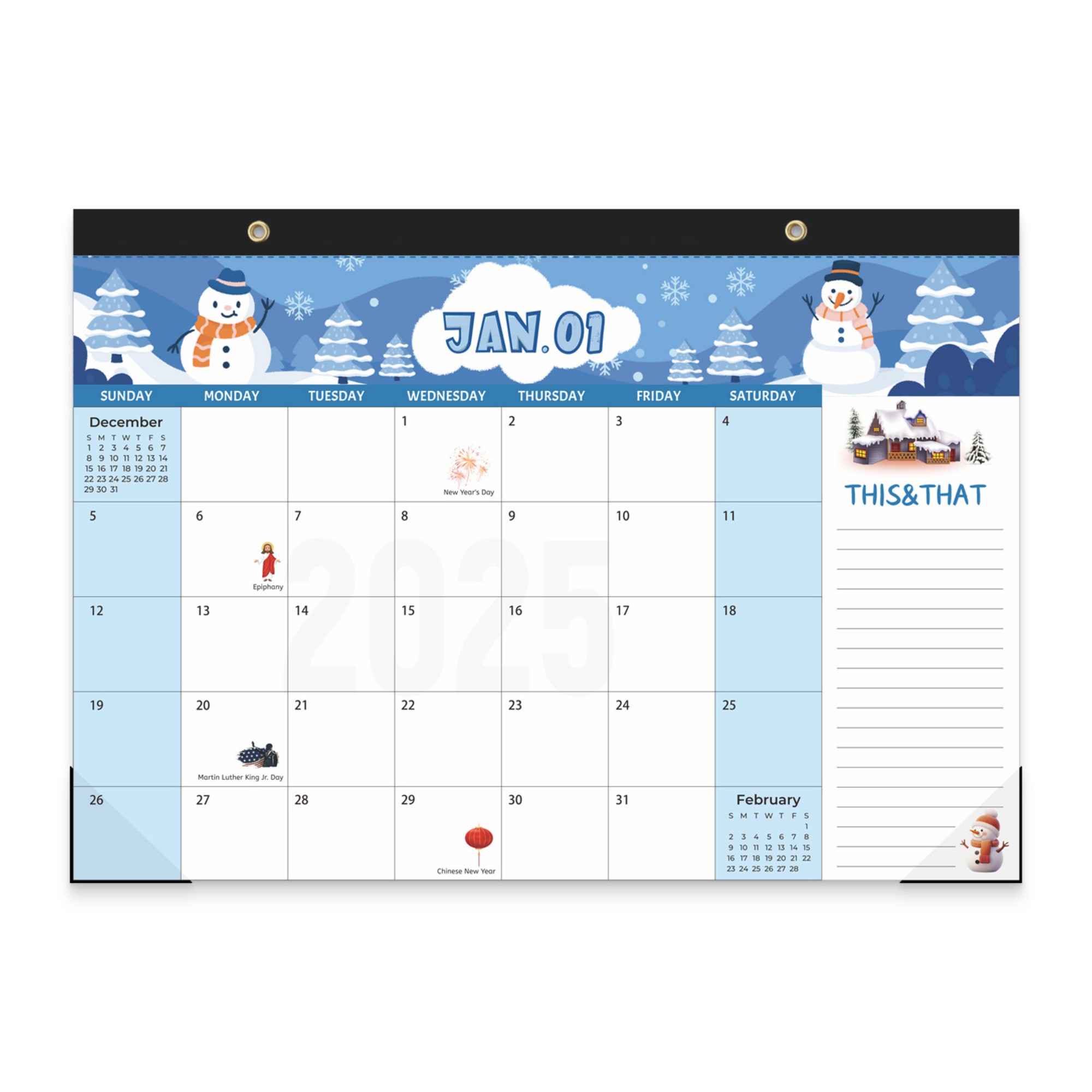 18 Months 17"*12" Cartoon Wall Calendar From Jan 2025 To June 2026