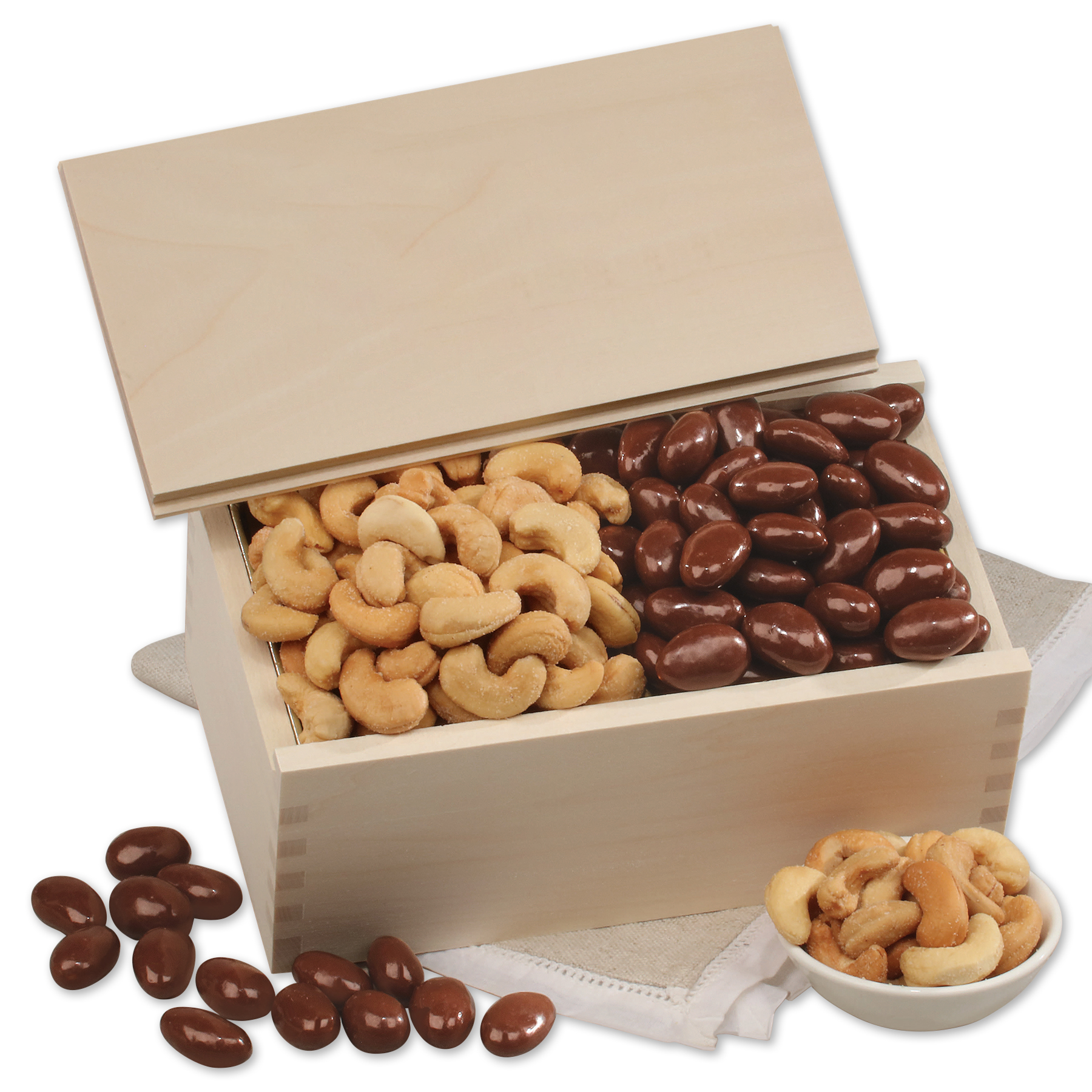Chocolate Almonds & Cashews in Wooden Collector's Box 2