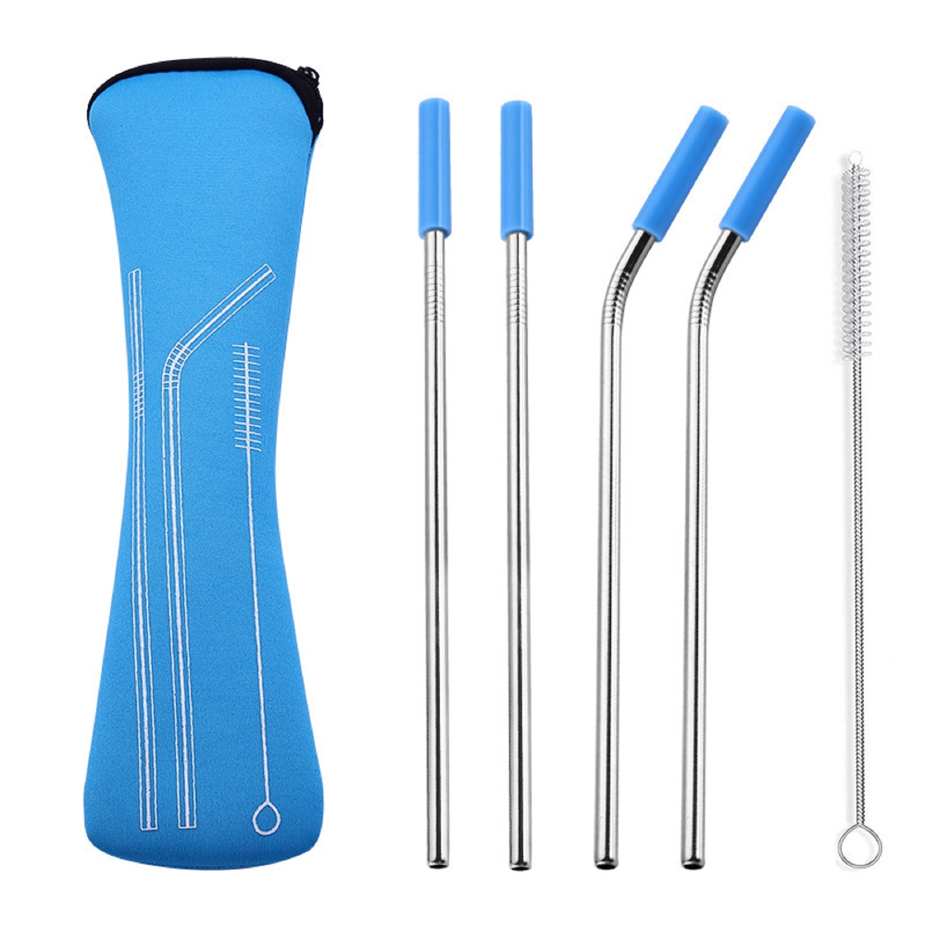 Stainless Steel Drinking Straw with Cleaner in Neoprene Bag 7