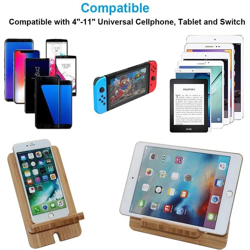 2 in 1 Natural Bamboo Cell Phone Stand 3