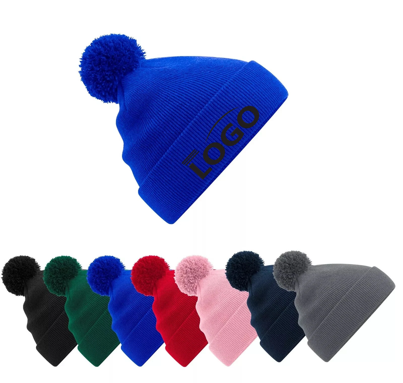 New Street Style Solid Color Knit Beanie With Pom 3