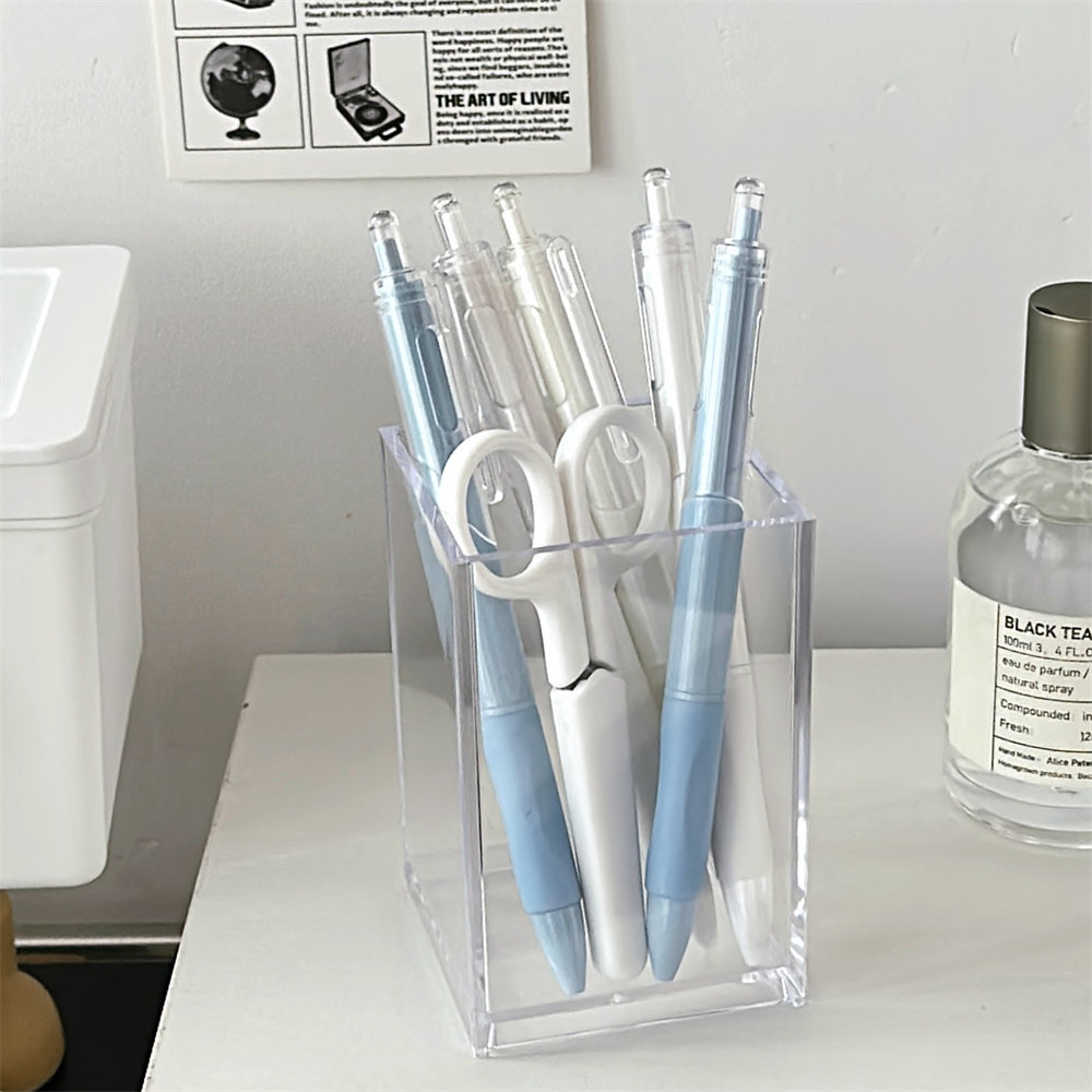 Clear Acrylic Pencil Pen Holder Cup Makeup Brush Storage Organizer 6
