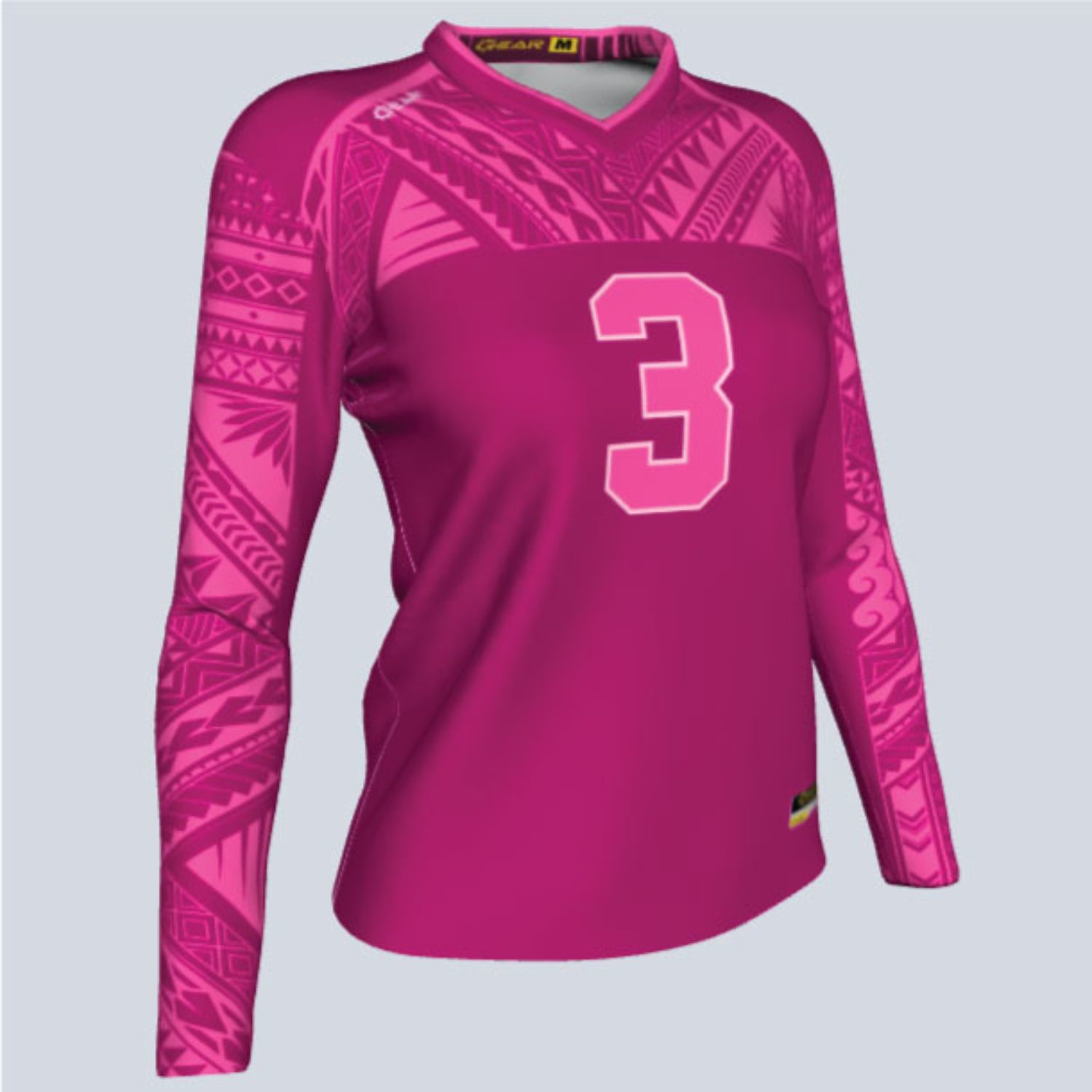 Women's 180 GSM Cotton Feel Jersey Knitted Sublimation Long Sleeve V-Neck T-shirt