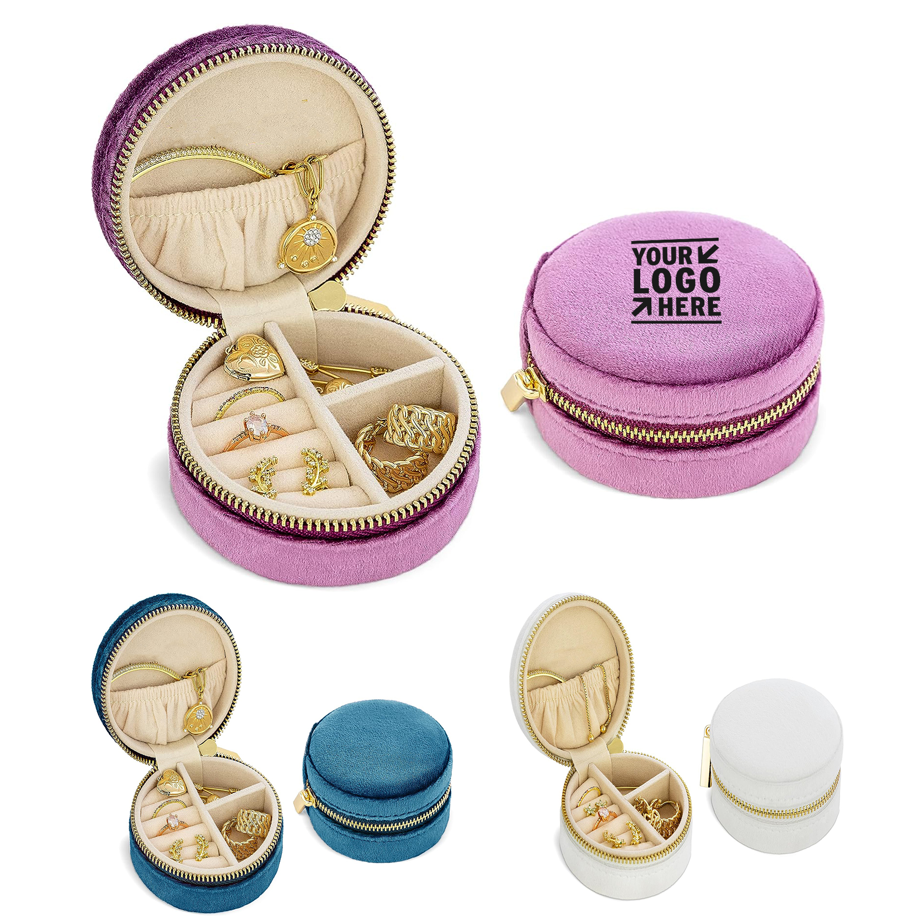 Plush Velvet Travel Mini Jewelry Box Organizer Necklace Ring Earring Case 2