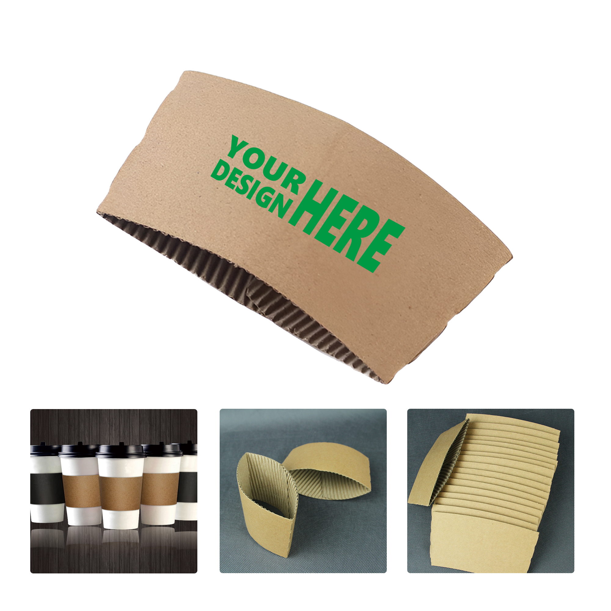 MOQ50 Disposable Kraft Paper Coffee Cup Sleeve Insulation 2