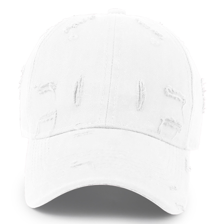 Stock Solid Color Ripped Cotton 6-Panel Baseball Cap 40