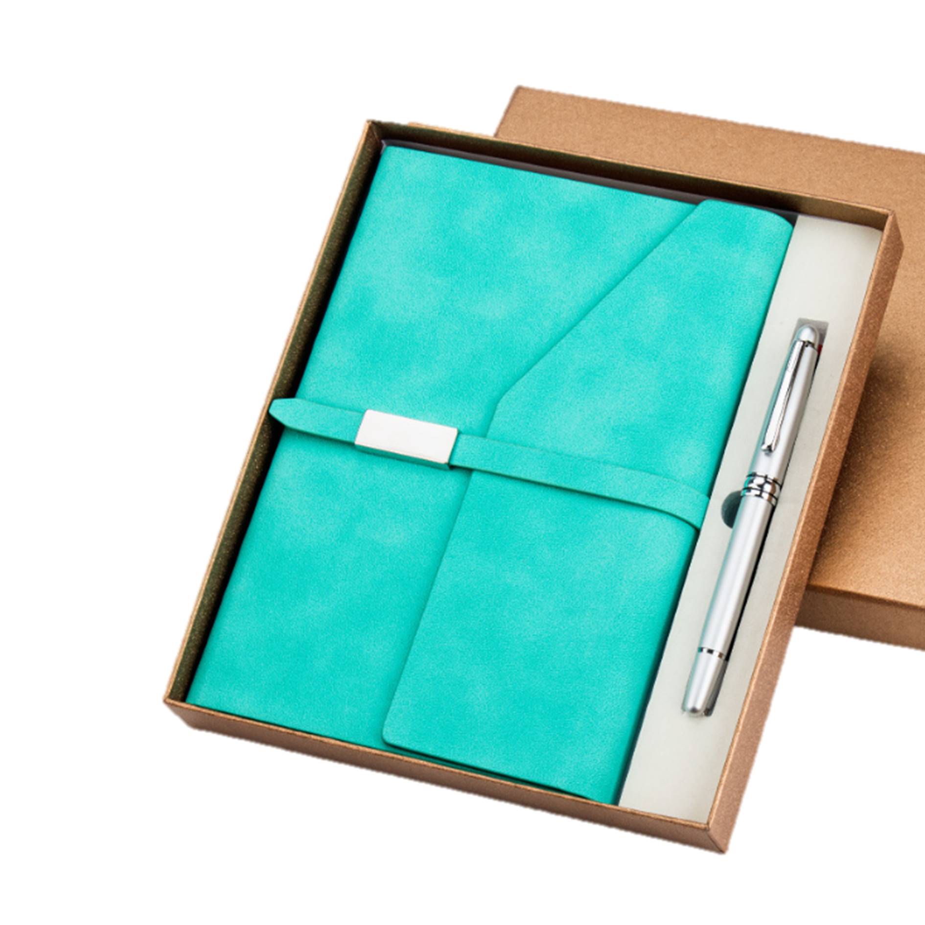 Tri-Fold Leather Journal And Pen Set Gift Box 3
