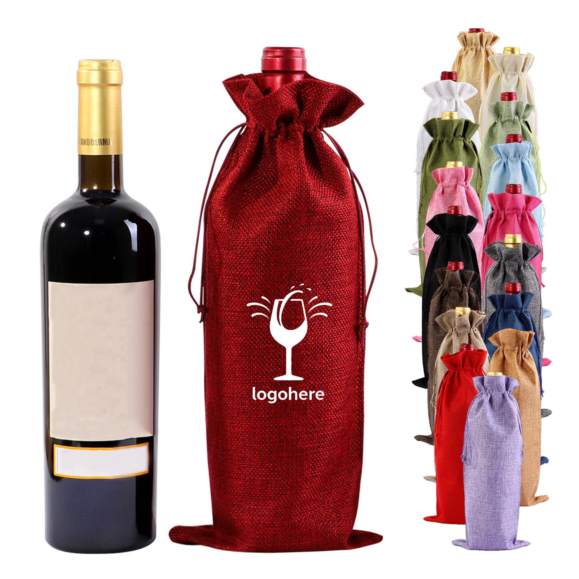 Personalized Linen Wine Bag 2