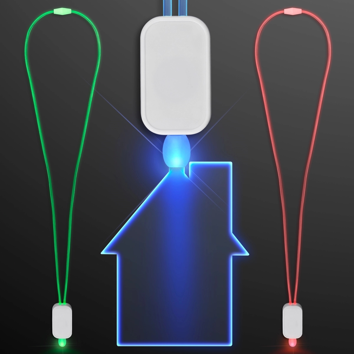 LED Neon Lanyards with Acrylic House Pendant 4