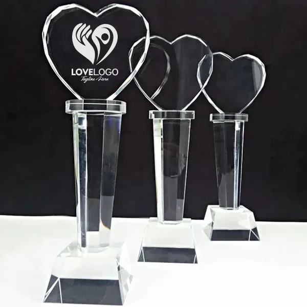 Crystal Heart Shape Trophy Wedding Anniversary Gift 5