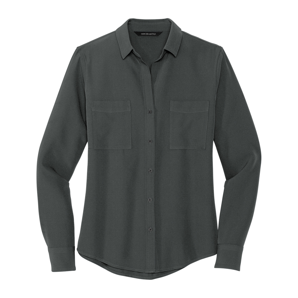 Women's Button Down Crepe Blouse 6