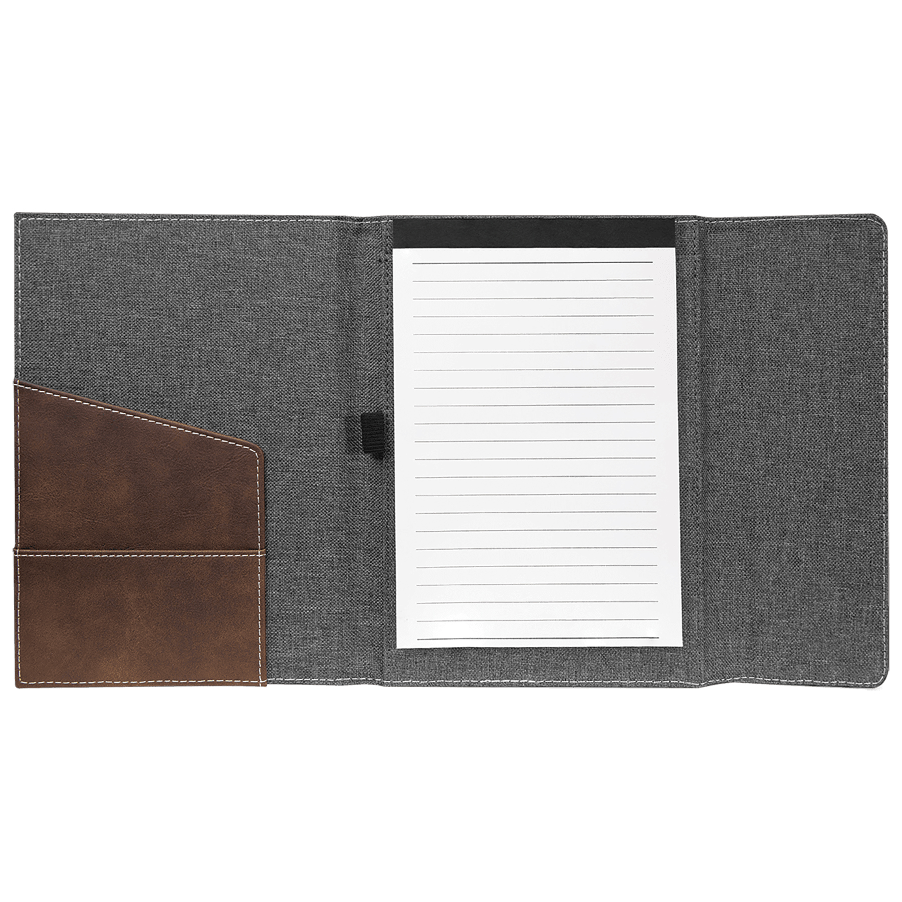 7" x 9" Rustic & Silver Leatherette & Gray Canvas Portfolio 3