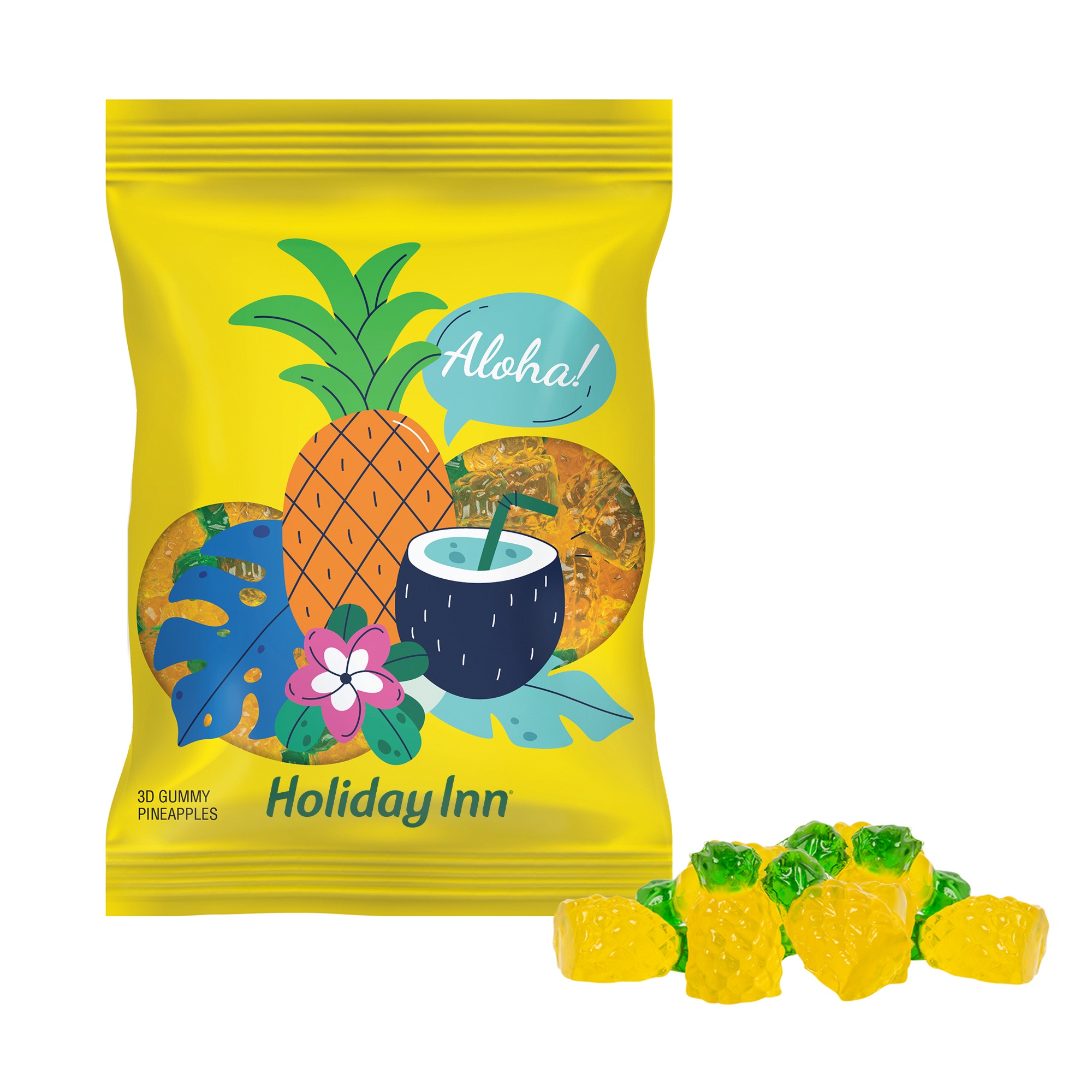 4 oz. Full Color Digibag™ with 3D Gummy Pineapples 1
