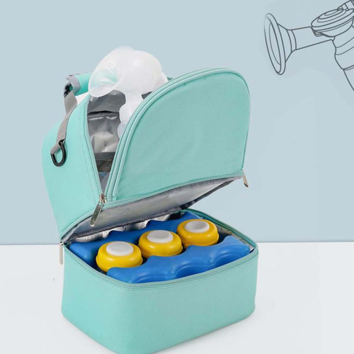 Insulated Breastmilk Cooler Baby Bottle Bag with Strap 3