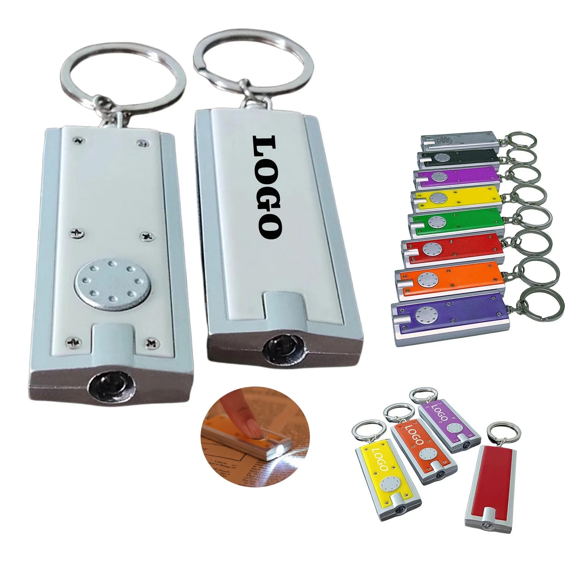 Slim Rectangular Flashlight w/Swivel Key Chain 3