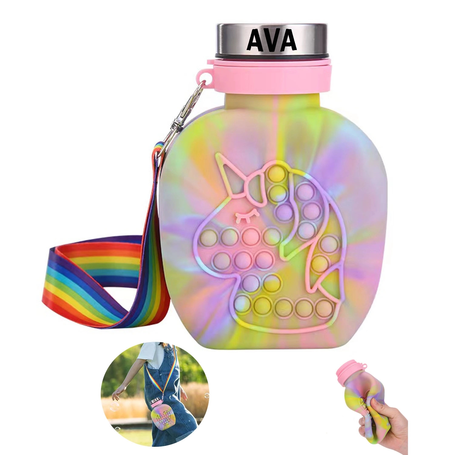 Children'S Outdoor Slant Back Silicone Water Bottle 1