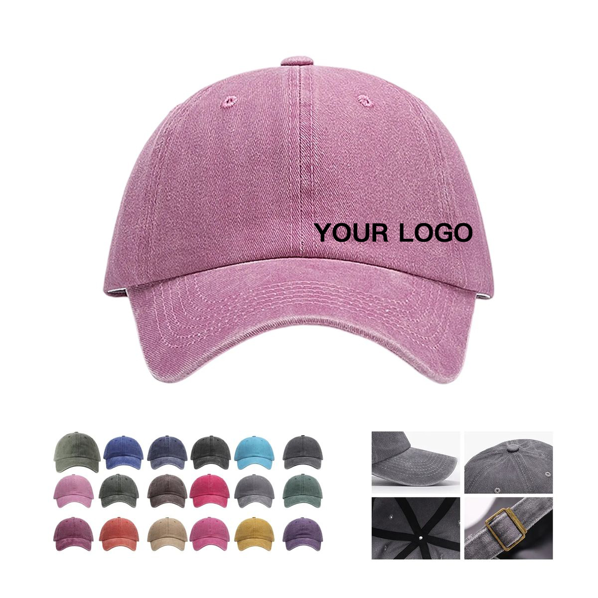 Cotton Vintage Washed Baseball Cap with Adjustable Strap 1