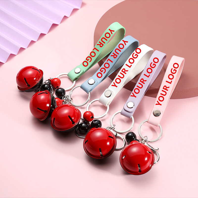 PU leather keychain with small bell 1