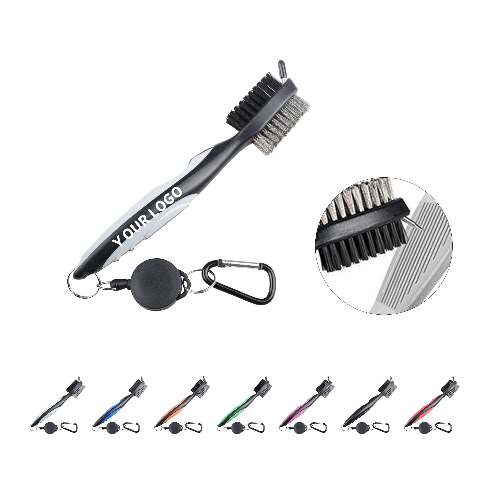 Golf Club Brush With Retractable Reel 12.5" Length 9