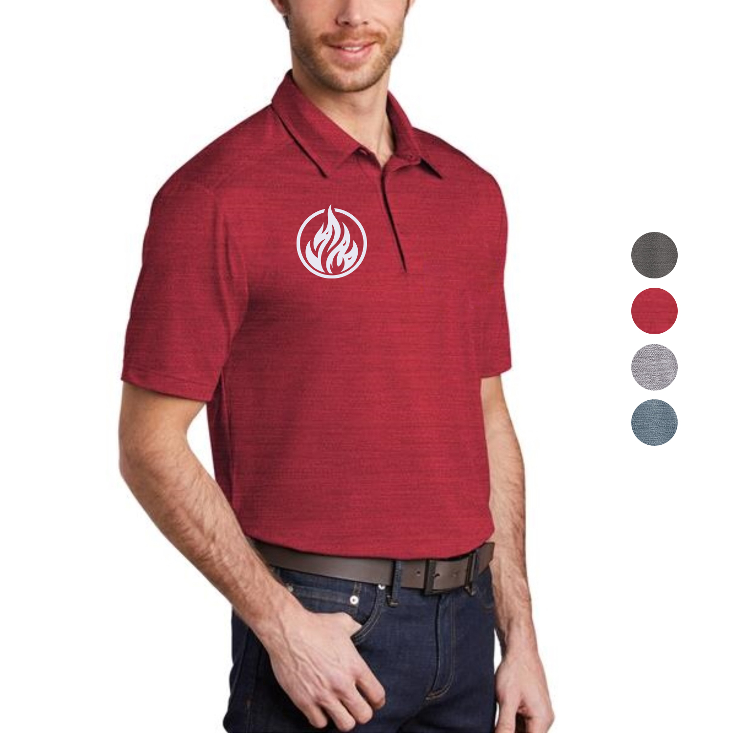 Port Authority Stretch Heather Polo w/ Screen Print 5.2 oz. 2