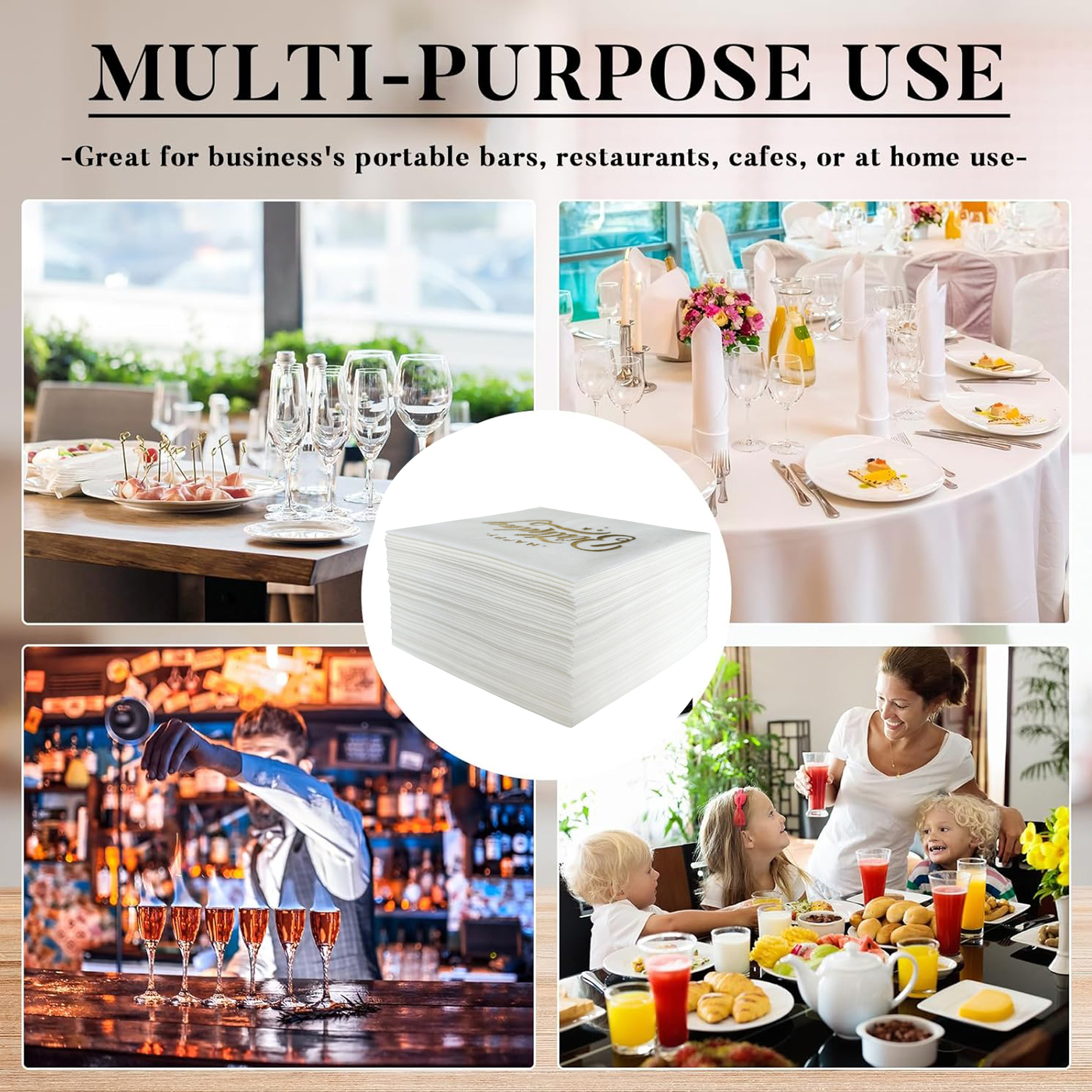 100 Pack 2-Ply Cocktail Napkins 6