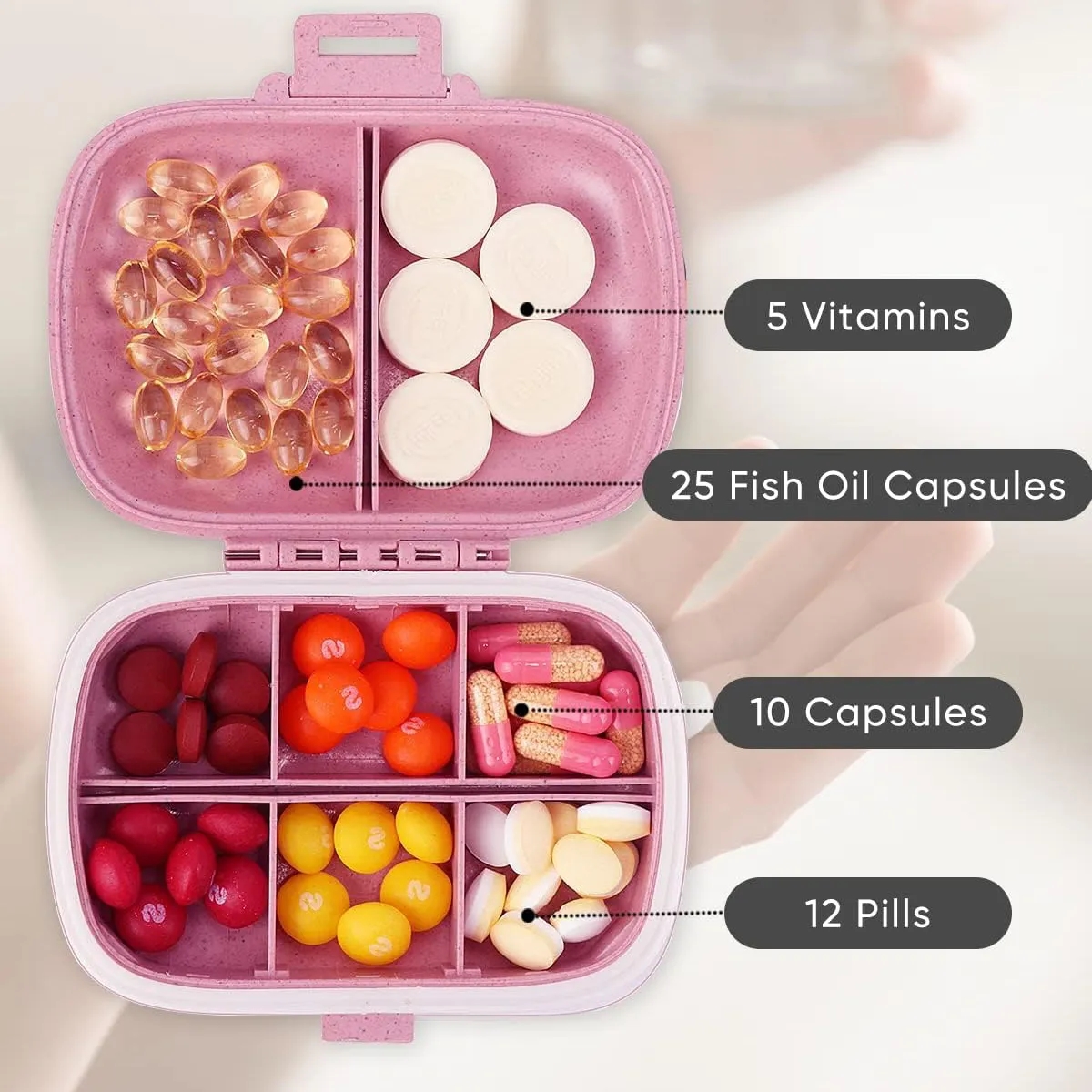 8 Compartments Portable Pill Case 5