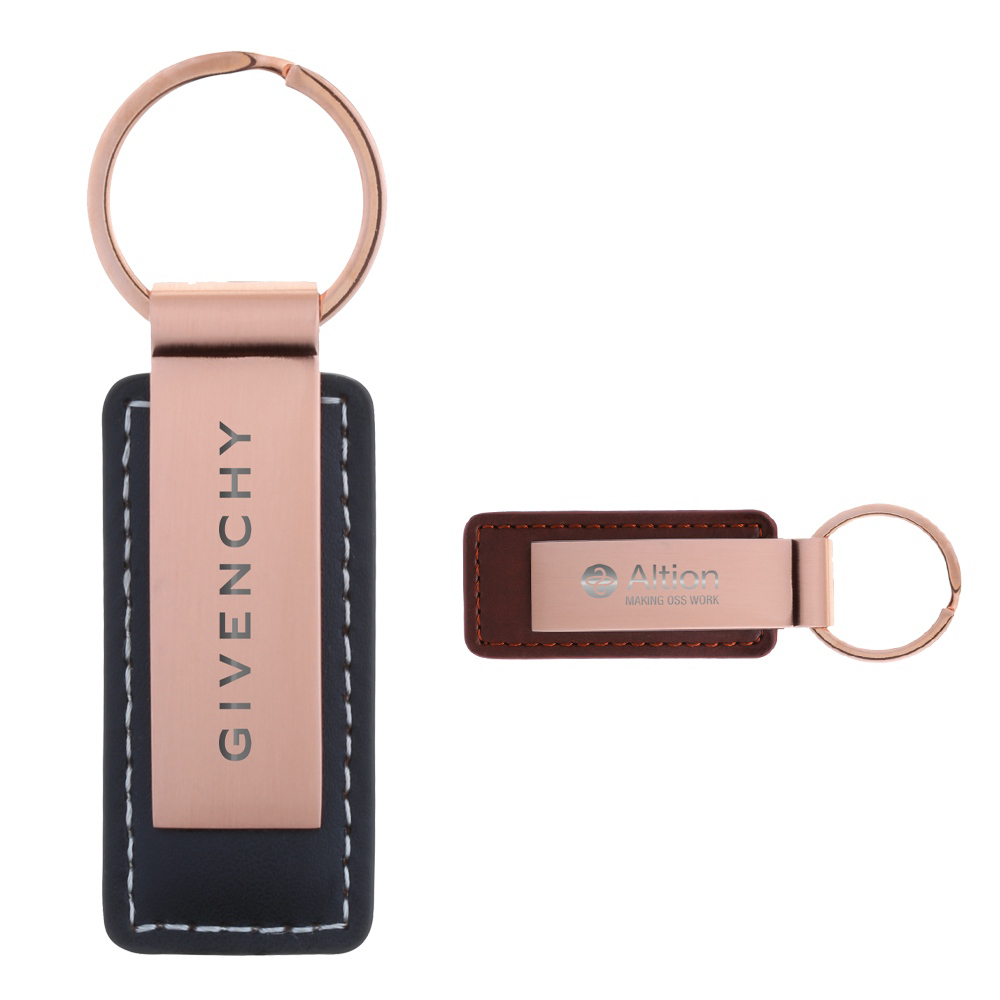 Leatherette & Metal Keychain