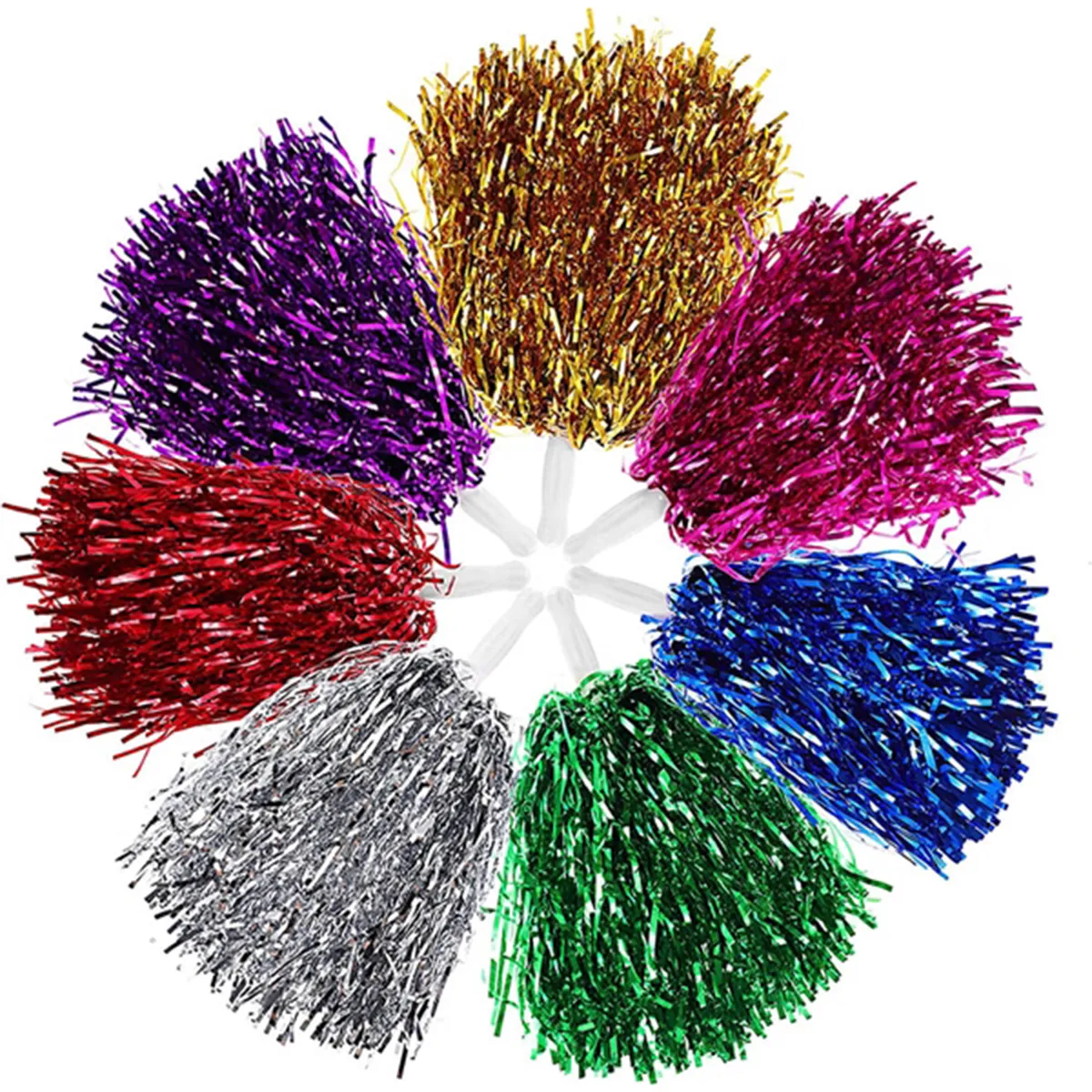 Portable Colorful Cheerleading Pom With Plastic Handle 6