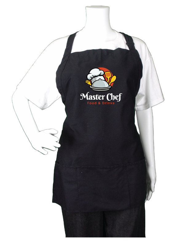 Black Restaurant-Style Bib Apron