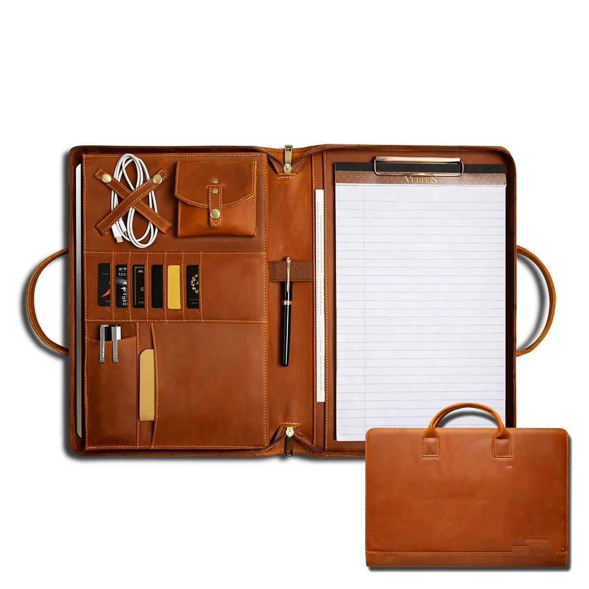 Personalised Leather Portfolio with Handle 9
