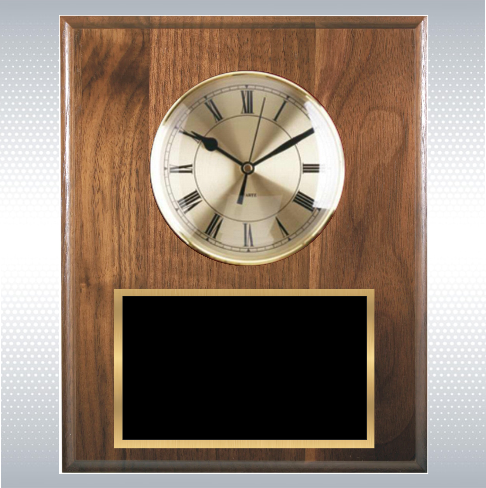 Walnut Finish Executive Clock Plaque 1
