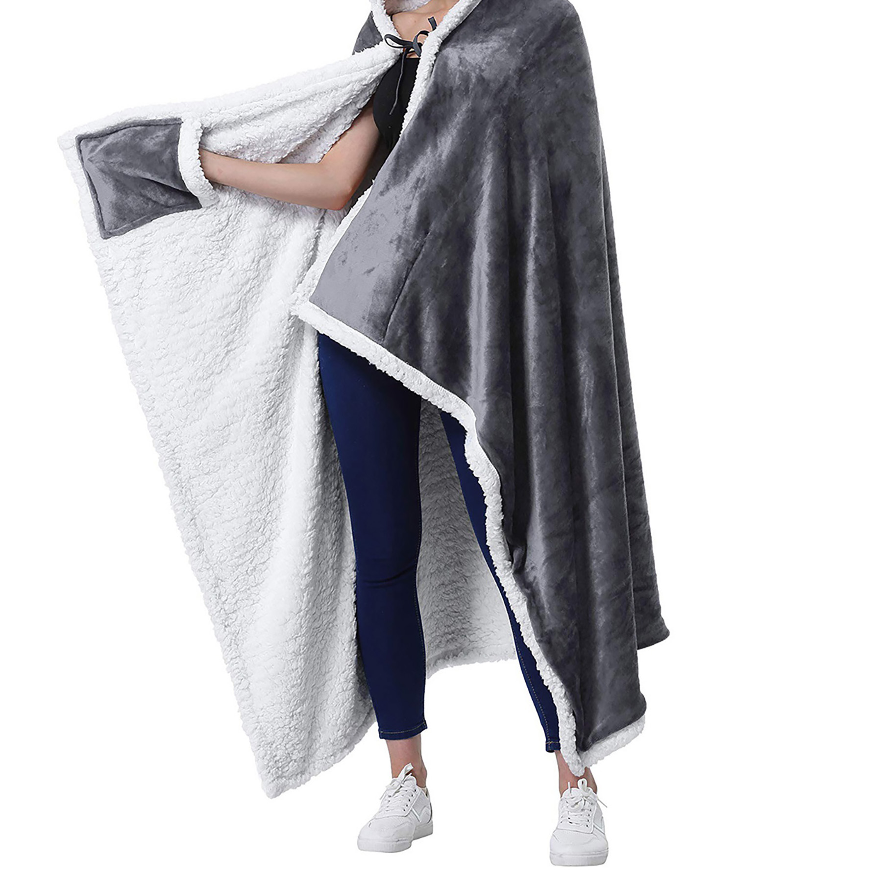 Polyester Sherpa Hooded Blanket 7