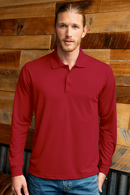 Vansport Omega Long Sleeve Solid Mesh Tech Polo 43