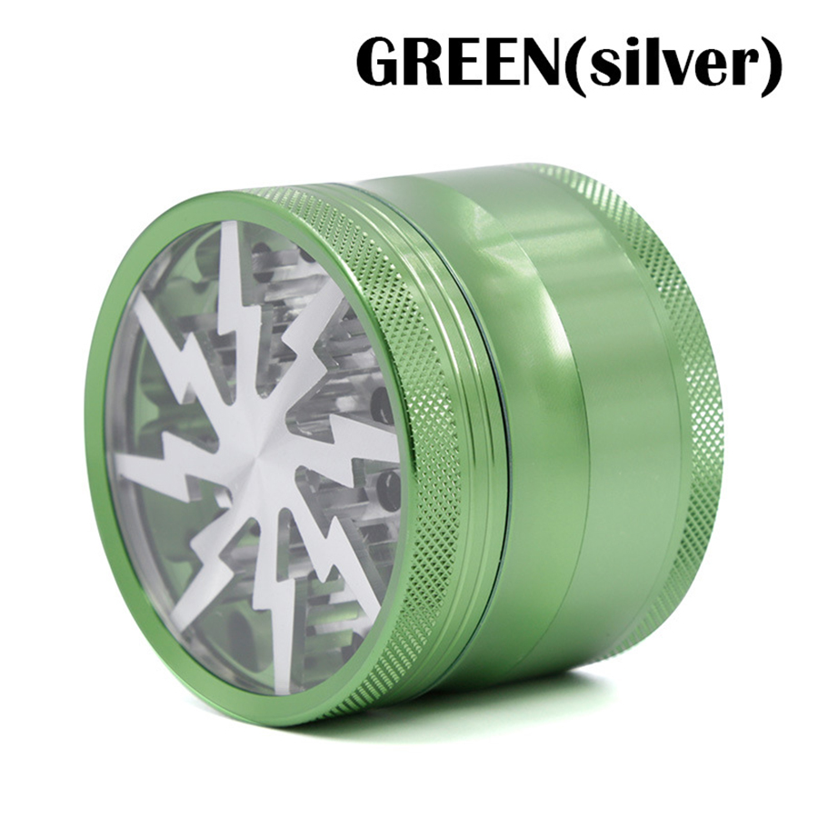 Premium Aluminum Alloy Herb Grinder 2.45" 4 Piece Metal Grinder with Pollen Catcher and Clear 17